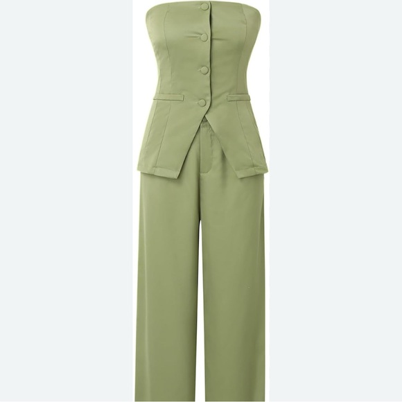 Green Strapless Suit Set - Picture 1 of 4